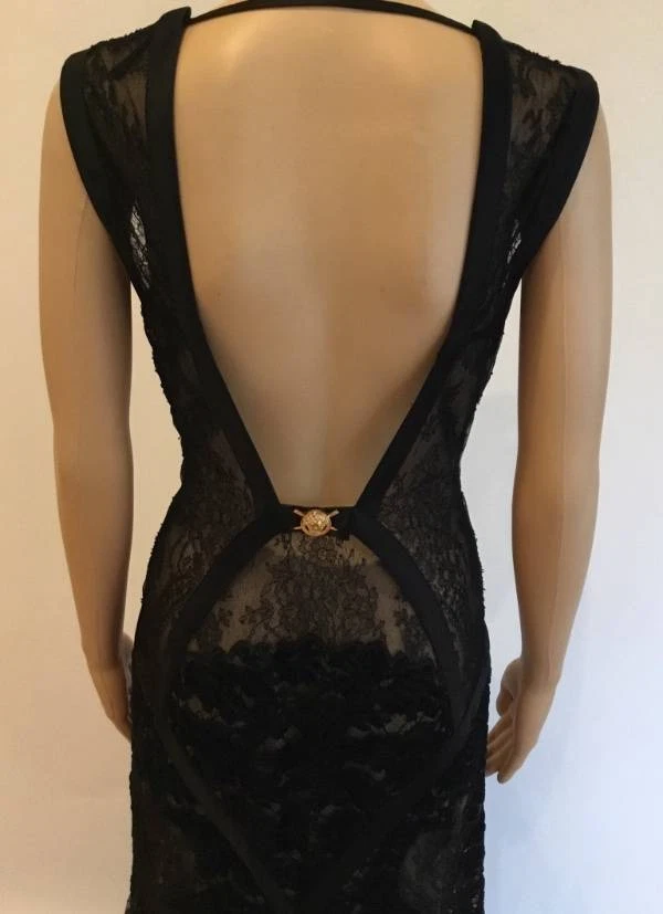ABITO VERSACE FW 2005 RUNWAY TRASPARENTE IN PIZZO TAGLIA IT 42