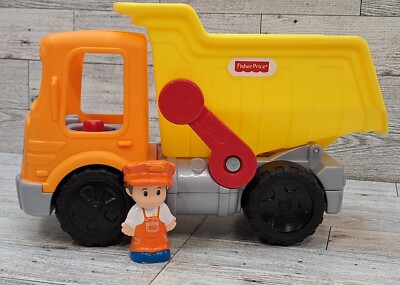 Fisher Price Little People Talking Dump Truck W/ Little People Driver Working 