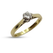 Gold Diamond Ring - 18ct Gold Diamond Ring Ladies 0.20ct 6 Prong Solitaire J