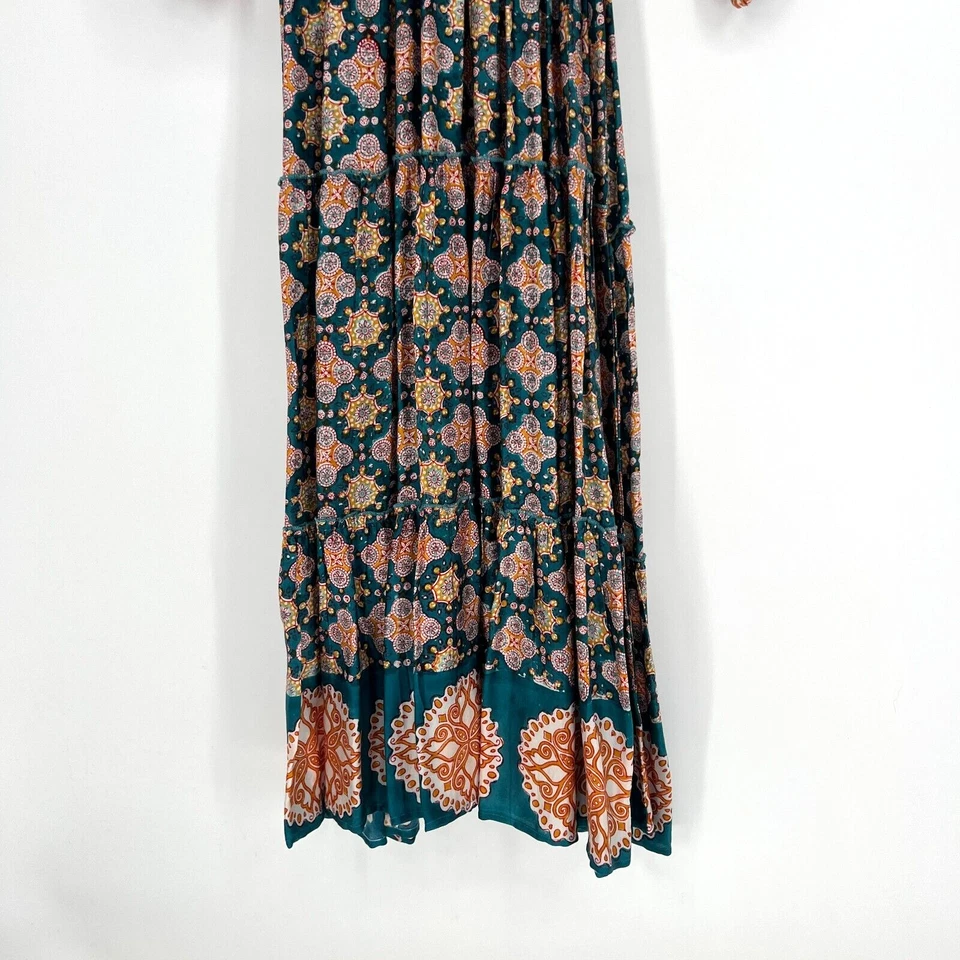 Bell by Alicia Bell Dress Womens S Silk Blend Tiered Maxi Boho Vacation Colorful - Image 4 of 4