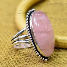 Peruvian Pink Opal 925 Sterling Silver Gift for Her Ring Jewelry All Size VV-670