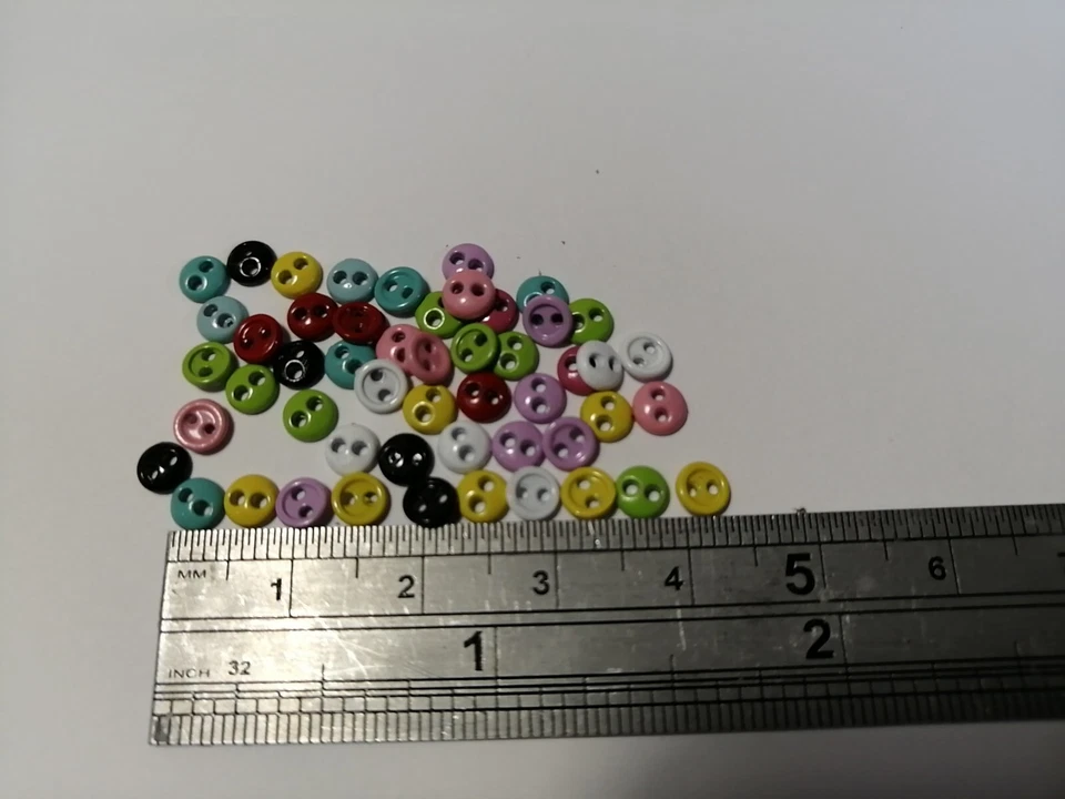 50pcs 2 Holes 4mm Mini Buttons For Doll Clothes Round Candy Cardmaking Scrapbook - Image 3 of 4
