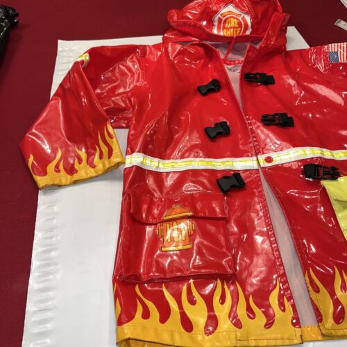 Fire Chief Junior Firefighter Fireman Costume Real Coat/Jacket Flag Sleeves 4/5 - Picture 3 of 15