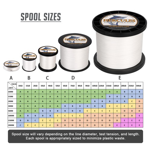 HERCULES 10-300lb Test Braided Fishing Line 8 Strands Weave PE 500M Saltwater - Picture 2 of 99
