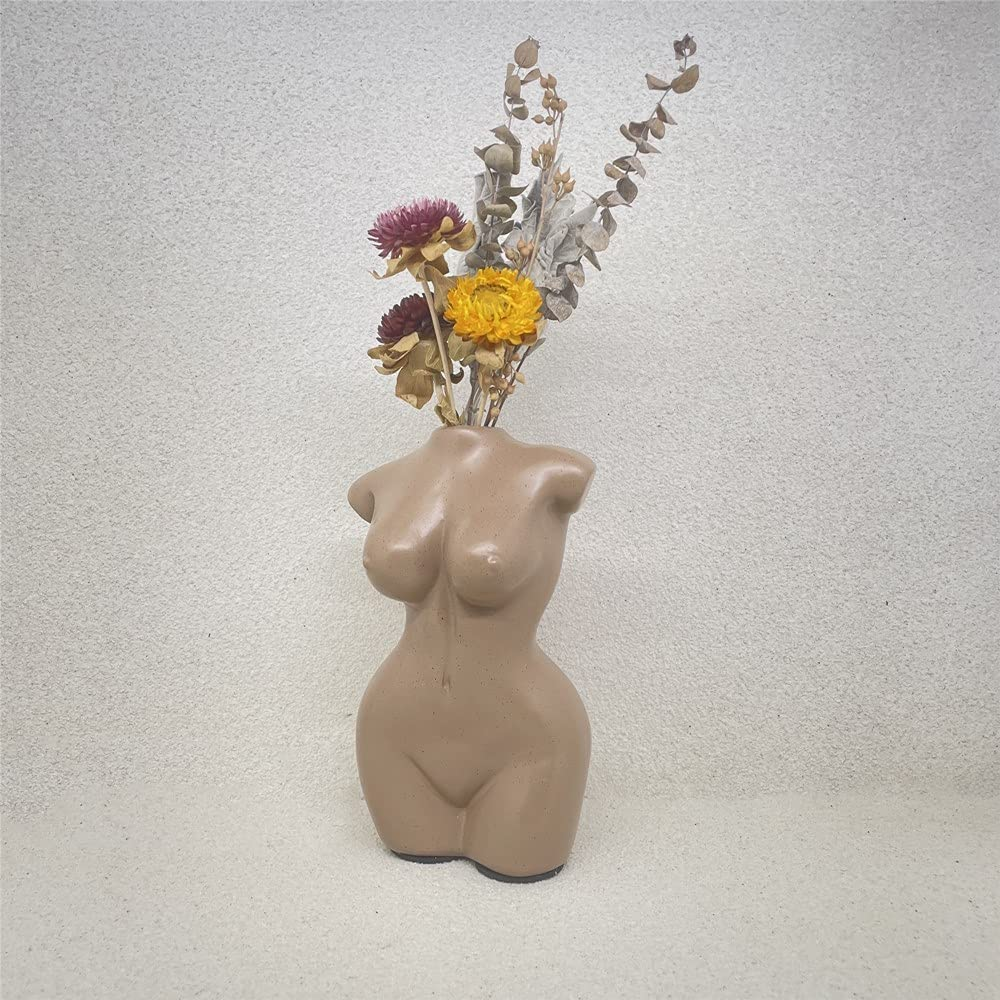 Body Vase Female Form for Boho Bathroom Decor, Boho Flowers, Boho Vase for Minim