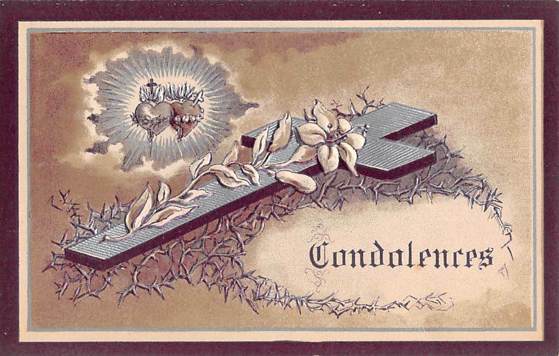SYMPATHY & IN MEMORIAM EMBOSSED IMAGES, PURPLE BORDER, SET OF 10