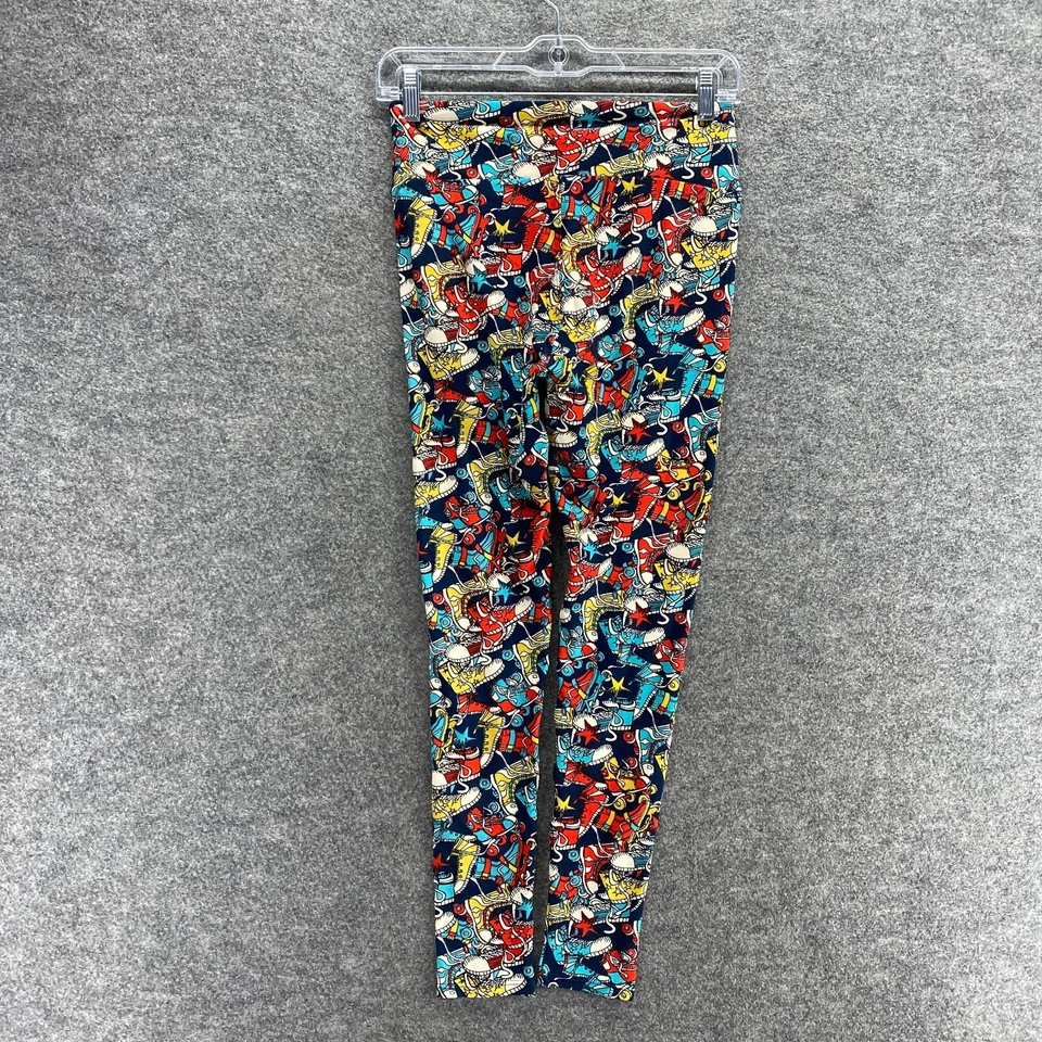 LulaRoe Leggings Mujer Talla Única Negro Tenis Estampado tiro alto Pull On Capri Foto 2 de 4