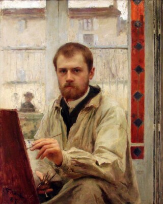 Oil painting mile-Friant-Self-portrait young man artist free shipping