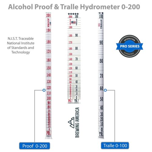 Alcohol Hydrometer Tester 0-200 Proof & Tralle Pro Series Traceable - Distill... - Picture 2 of 9