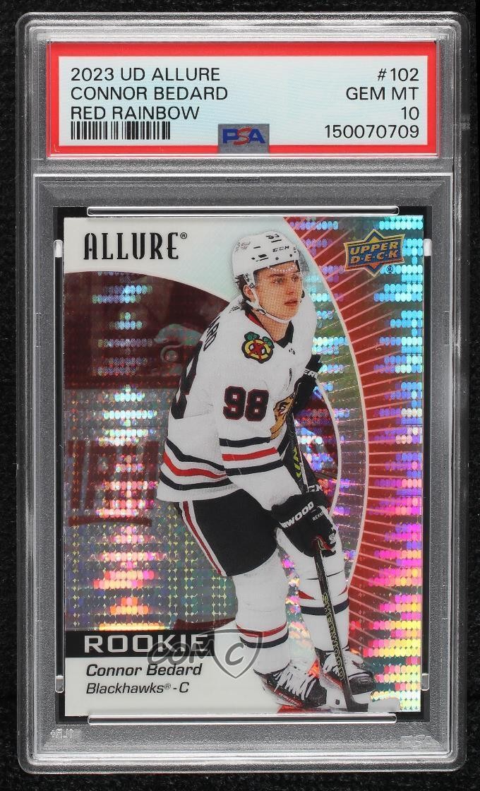 2023 Upper Deck Allure Rookies Red Rainbow Connor Bedard #102 PSA 10 GEM MT 0n1n