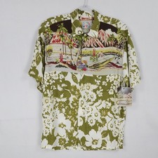 Jams World Shirt Mens Medium Green M630RE Papeete Tiki Polynesian Hawaiian Art