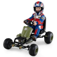 4-Wheel Pedal Go Cart w/Safety Hand Brake, Steering Wheel and Adjustable Seat