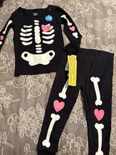 New Carters Halloween Skeleton PJ Set 24m Long Sleeve Glow In The Dark 2 Piece