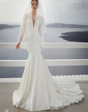 Shoulderless Mermaid Wedding Dress Heart-shaped Collar Satin Pleated Bridal Gown