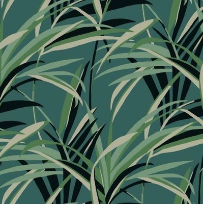 Wallpaper Designer Tropical Paradise Green Teal Black & Tan 60 sq ft bolt