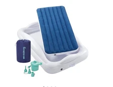 hiccapop Inflatable Toddler Travel Bed with Safety Bumpers [4-Sided] | Portable