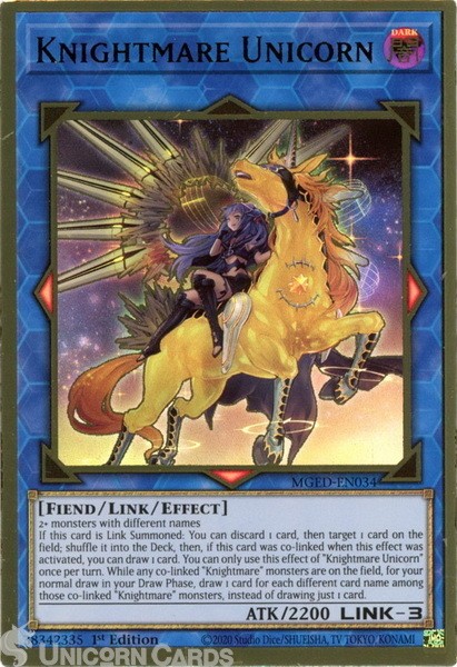 MGED-EN034-ALT Knightmare Unicorn Alt Art Premium Gold Rare 1st Edition Mint YuG