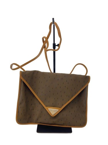 YVES SAINT LAURENT Shoulder bag vintage PVC BRW total pattern snap hard Used