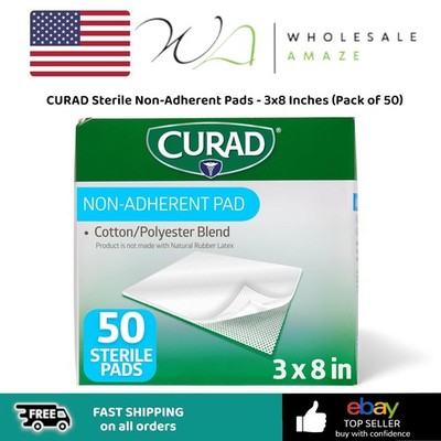 CURAD Sterile Non-Adherent Pads - 3x8 Inches (Pack of 50)