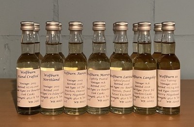 7 x 4 cl von 7 Standardabfüllungen aus der Wolfburn Whisky Destillerie