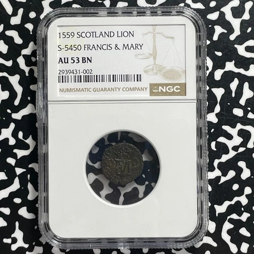 1559 Scotland Francis & Mary 1 Lion NGC AU53BN Lot#G1048 Solo Top Graded!