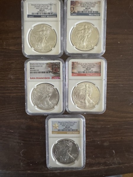 (15) Graded Silver Bullion Coins NGC MS69 PF69 PF70 SP69 Gem Uncirculated