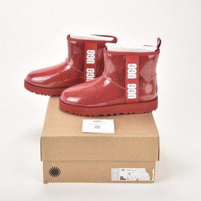 UGG Women's Classic Clear Mini Red Ankle Booties Size 7 LNIB