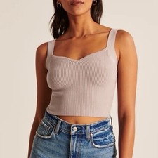 Abercrombie Fitch Ribbed Knit Sweetheart Neck Crop Tank Top Size S