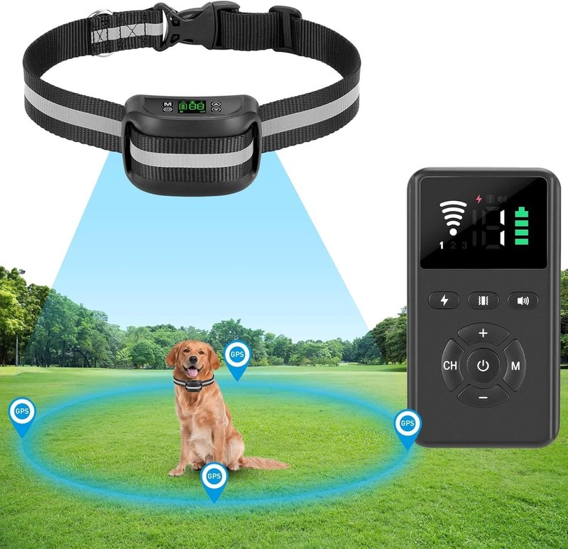2 in 1 GPS Wireless Dog Fence with Remote 33 to 1083 Yards for 19lb Plus