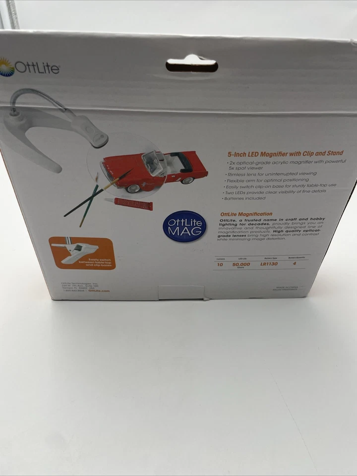 OttLite 5" LED 放大镜 带夹和支架 #MG016INT5 — 第 2/2 张图片