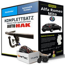 Für ALFA ROMEO Mito Typ 955 Anhängerkupplung abnehmbar +eSatz 13pol 08- NEU