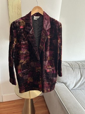 Vintage Patchwork  Boho Velvet  WhimsyGoth Jacket Mixed Print Tapestry XL Vampy