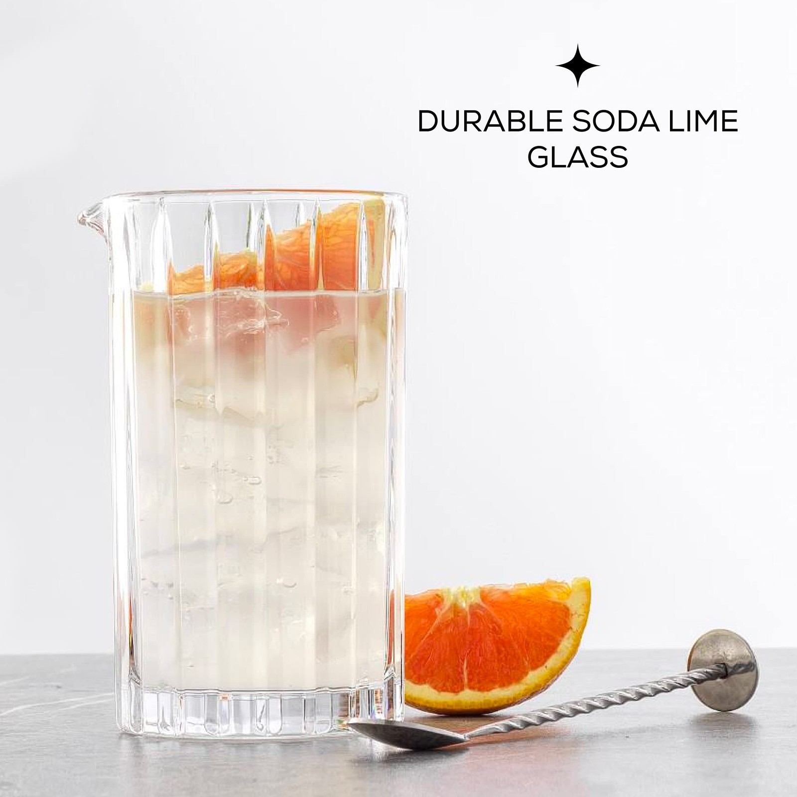 Mixing Glass Pitcher - Alina Ribbed Glassware. 20oz Cocktail Mixing Glass Bea...