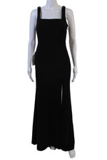 Azazie Womens Sheath Maxi Dress Black Square Neck Sleeveless Size 4