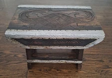 Vintage Hand carved table (stool) with a lizard design, Handcrafted Ghana