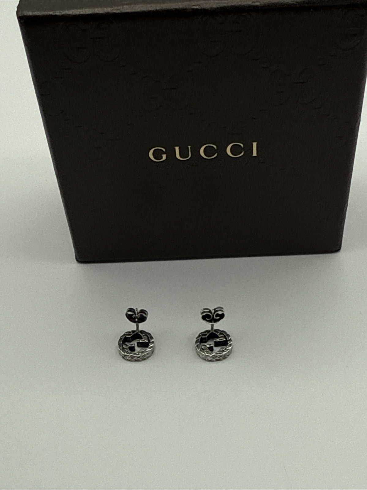 GUCCI Interlocking GG Sterling Silver Stud Earrin… - image 4