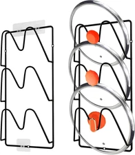 2 Pack Pot Lid Organizer Rack 6-Tier Lids Holder for Smooth Cabinet Door/Wall