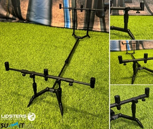 Summit x Lidsters Carp Fishing Rod Pod Mini Points Black 3 Rods Black Screw