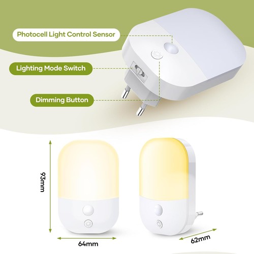 Luce Notturna Bambini 4 Pezzi, luce notturna da presa presa per Camerette, Sensore Crepuscolare, ABS Materiale ignifugo, Corridoio, Tromba Delle Scale Night Light (Warm White 4 PCS