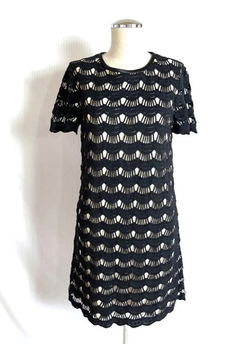 Abito nero in pizzo all'uncinetto con capesante Virginia KATE SPADE taglia 2 S