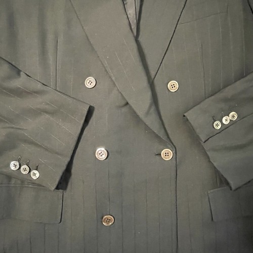 Brioni Suit Mens 42 L Black 2pc Double Breasted Pinstripe Wool Pants 38x30 Italy - Picture 6 of 14