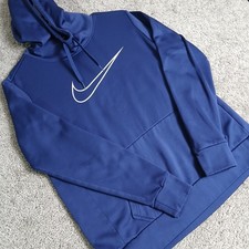 Nike Dri-FIT Mens Navy Blue Just Do It Swoosh Pullover Hoodie Size M