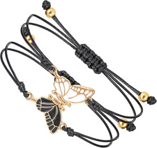 2pcs Butterfly BFF Bracelets Adjustable Matching Friendship Gift for Couples