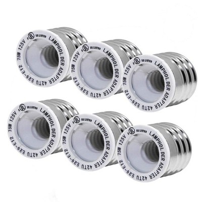 (6-Pack) SpiritLED E26 E27 to E12 Socket Adapter,UL White Color-6pcs /Pack