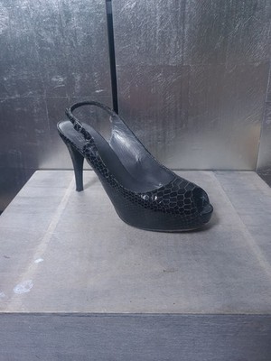 Schwarze STUART WEITZMAN Peeptoes Sandaletten Gr 39 Lackpumps High Heels 1873