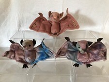Lot of 3 - Ty Beanie Baby 2 Batty Tie-Dyed and 1 Batty Tan - MWMTs   