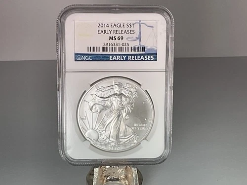 2014 1 Oz .999 Fine Silver Silver Eagle $1 MS 69 MS69 NGC 1oz 1 Ounce EARLY RELS