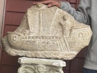 Ancient 11th century limestone bas relief  carving of ship 24”x14”x7 Museum Qual — photo 7