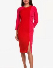 NWT Anne Klein Fitted Colorblocked Midi Dress Pink/Red - Sz 6 - MSRP $149