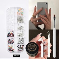 Metal Rivets Rhinestone Nail Decorations Mixe...